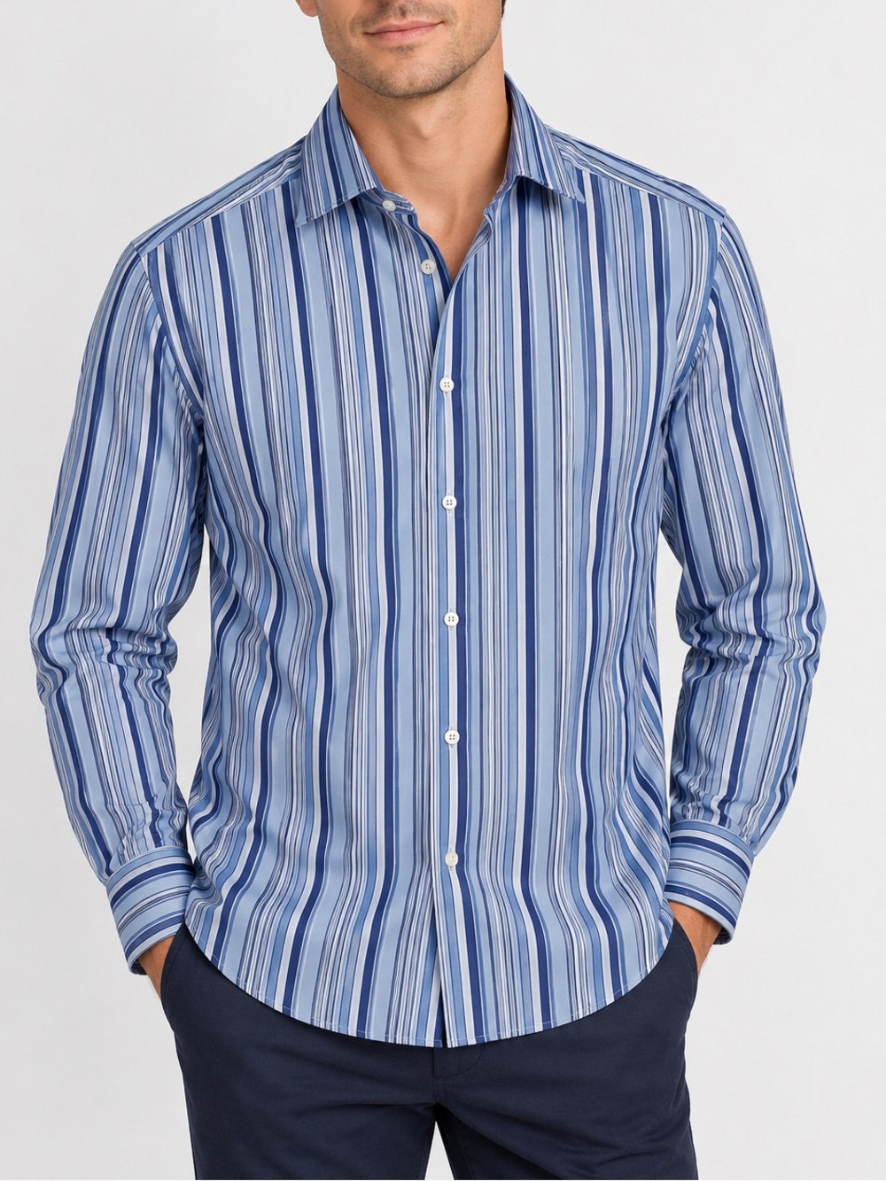 ETRO Milano Men’s Striped Shirt Size IT 42, Neck Size 16.5 Made in Italy